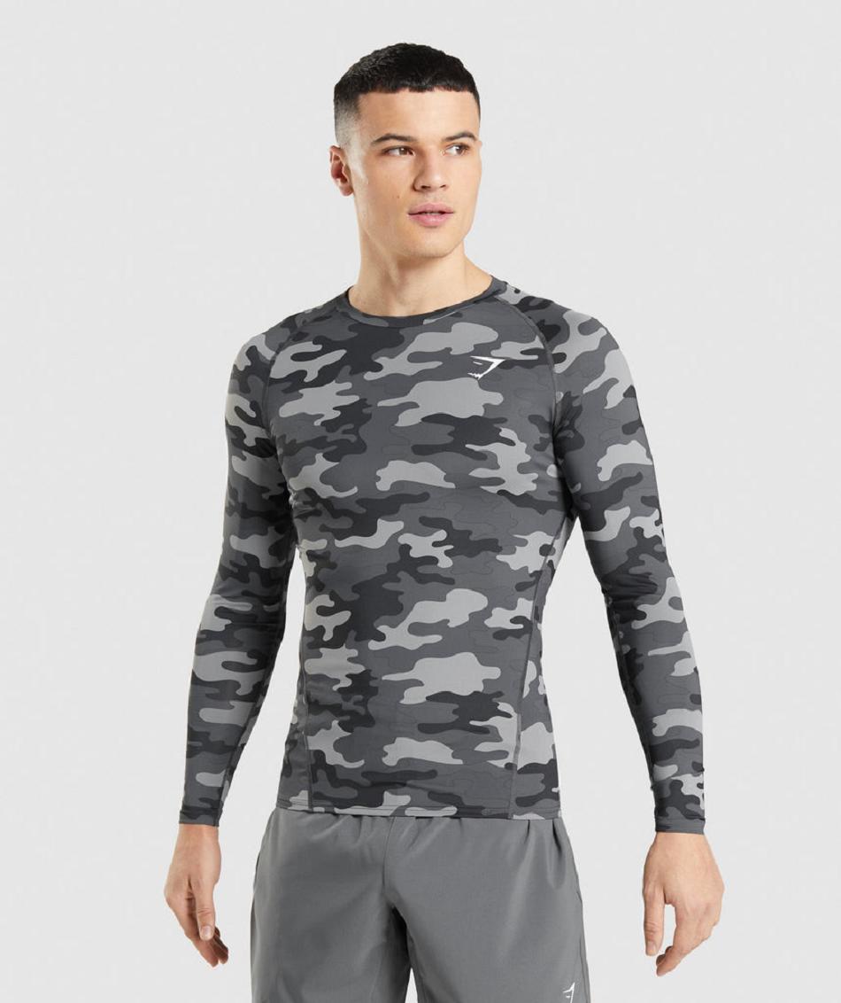 Long Sleeve Męskie Gymshark Element Baselayer Szare | PL 4106SGL